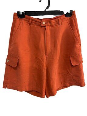 Tommy Bahama Burnt Orange Side Pockets Silk Cargo Shorts Size 8 Tropical Coastal